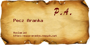 Pecz Aranka névjegykártya